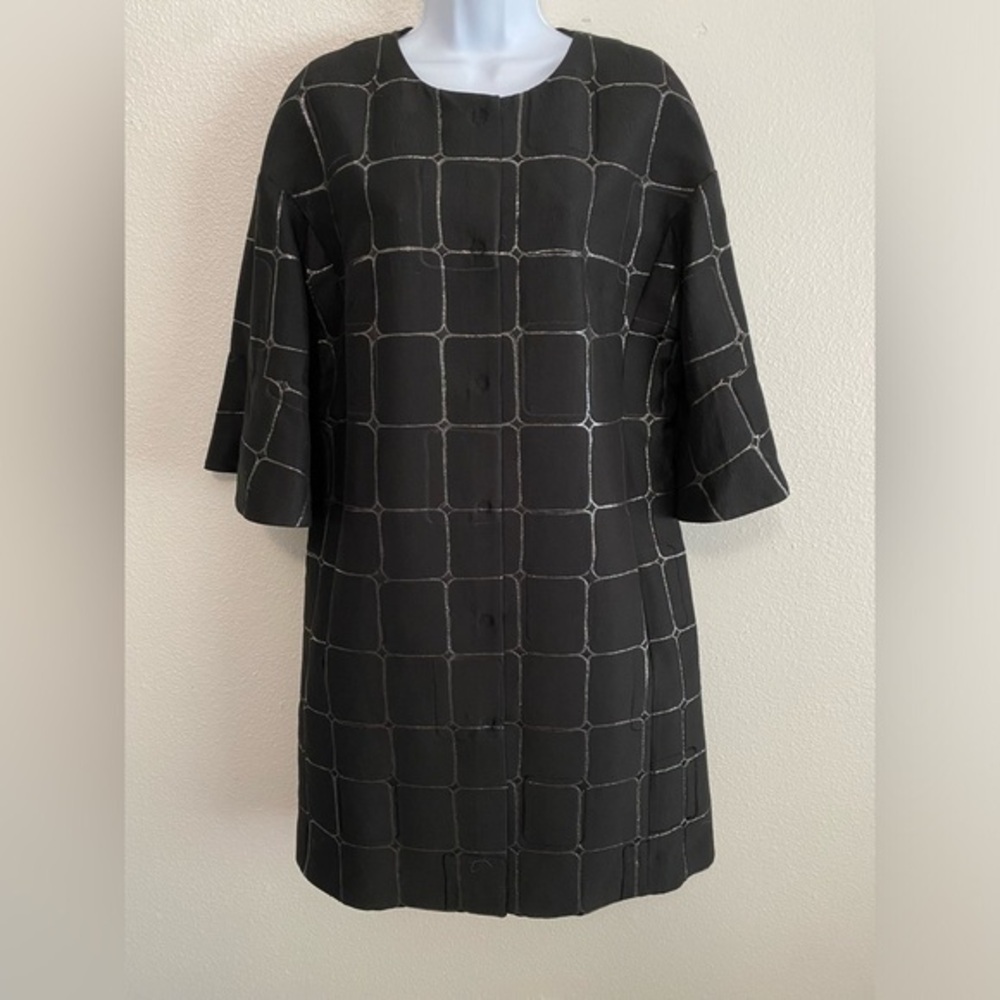 St. John Coture Caviar Black Argyle Suit Jacket Evening Coat 12 Luxury Old Money